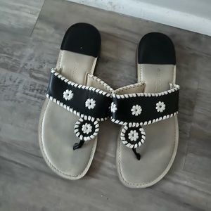 Black and white sandals size 6